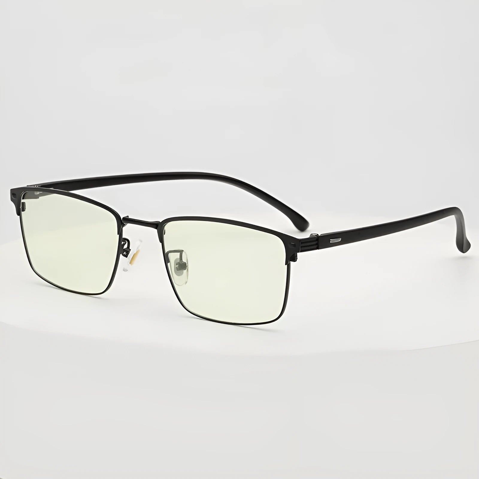 Flat without degree anti-blue glasses with PC lens, 20g, in black colour on white background