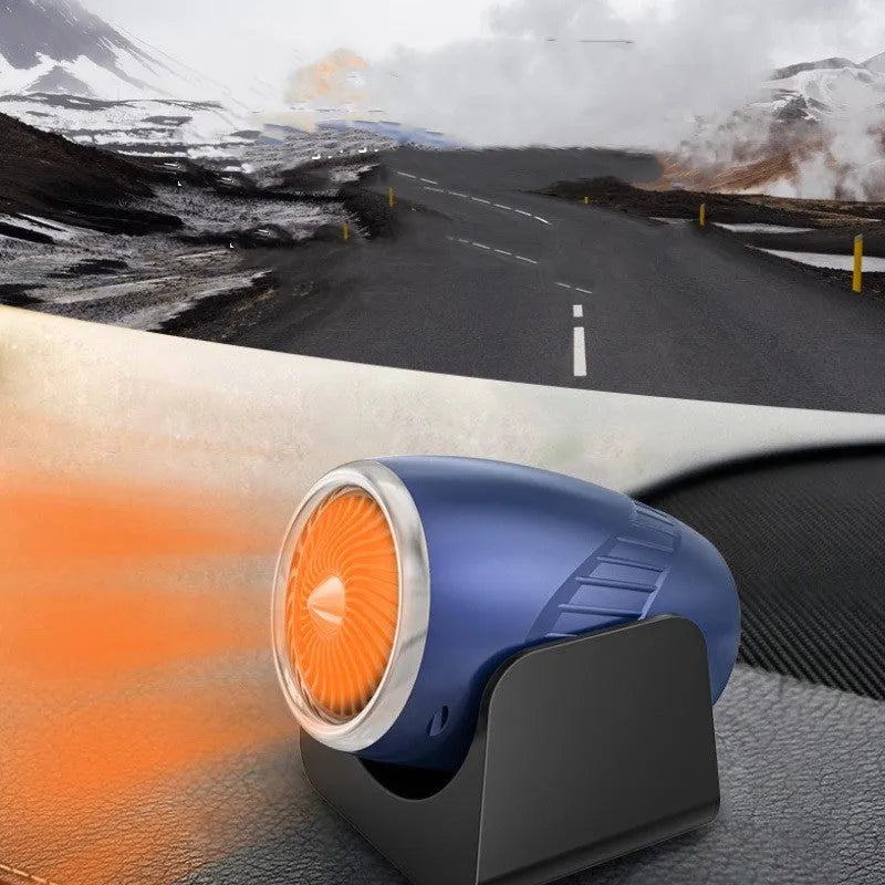 12v car heating fan for windscreen defrosting in navy blue colour with cigarette lighter plug