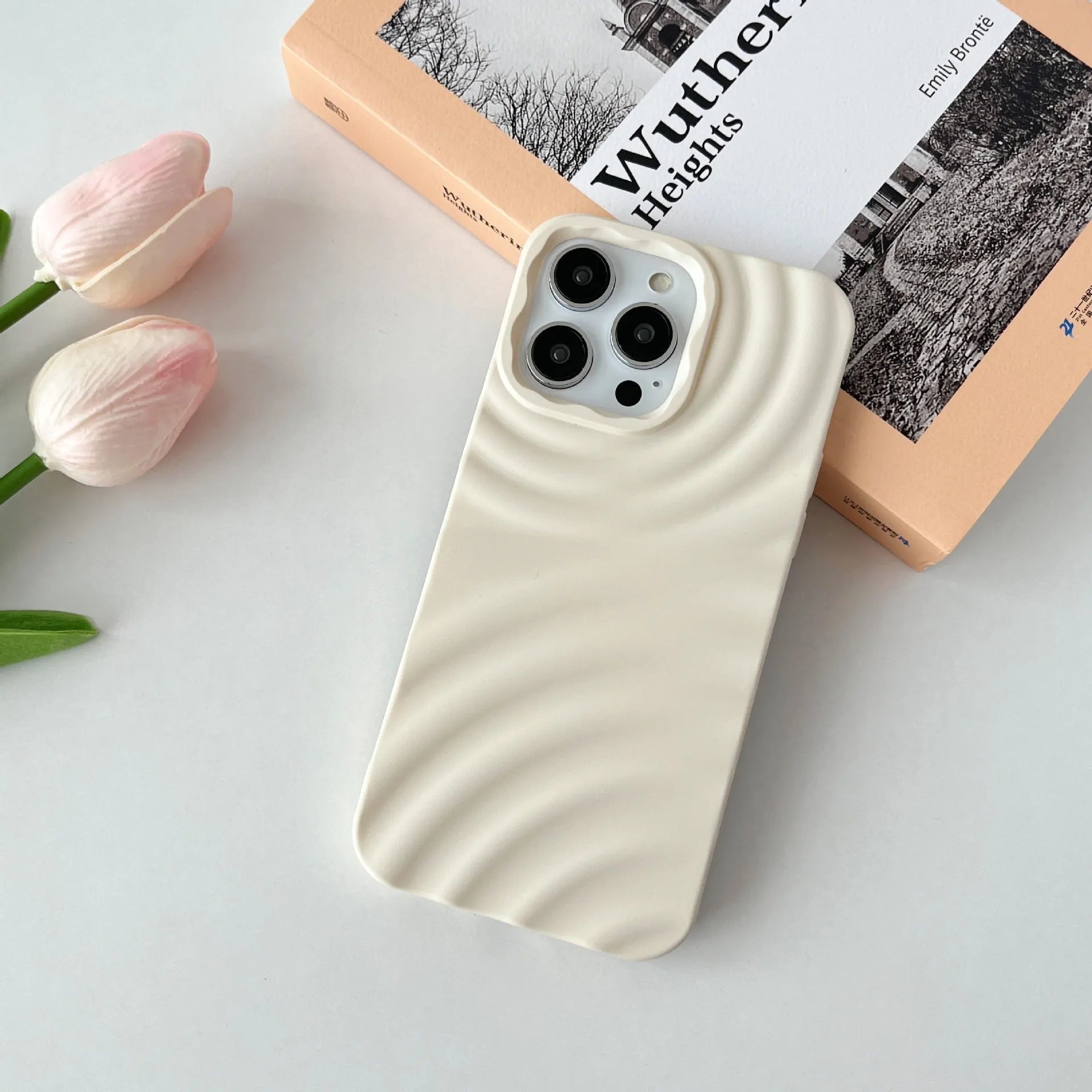 Water ripple TPU phone case for iPhone 11 to 15 Pro Max in black with oil injection finish