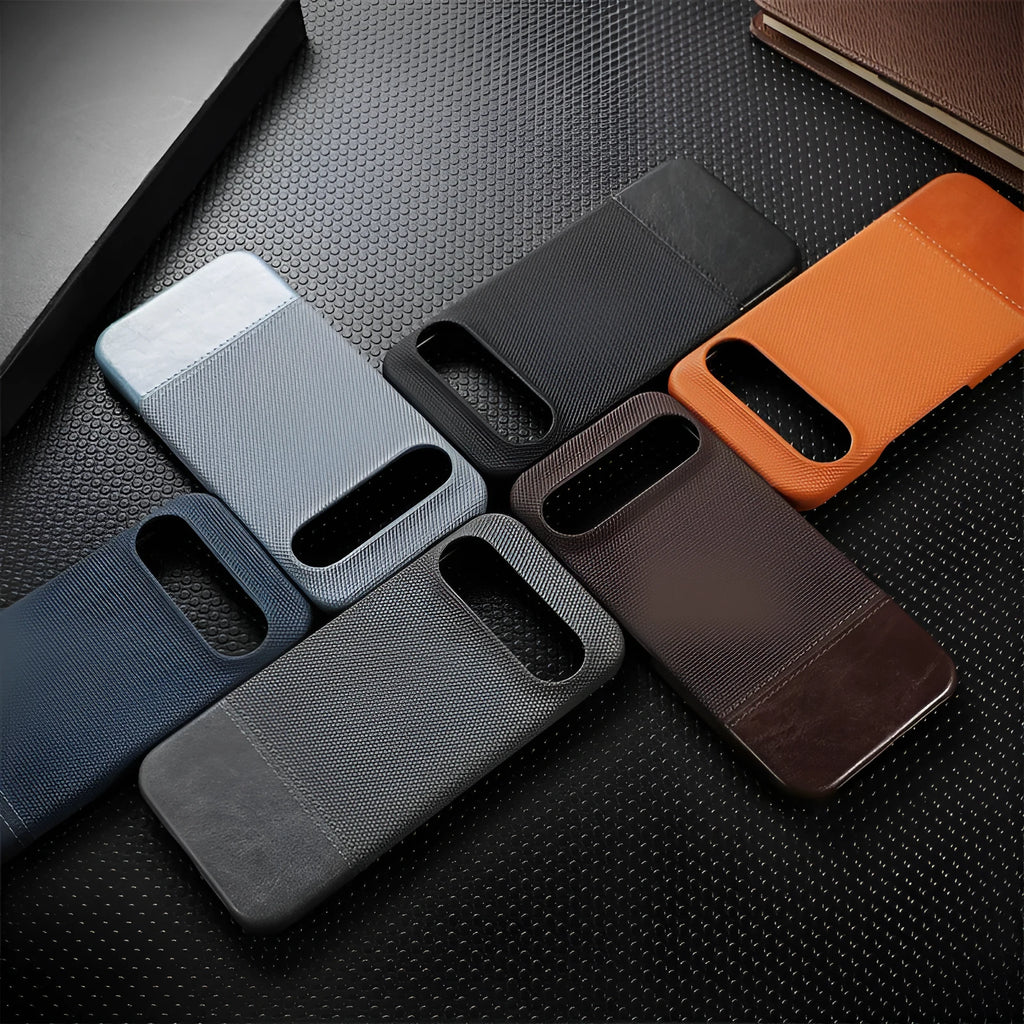 Black lambskin anti-fall phone case with plaid pattern for Google Pixel 8 Pro