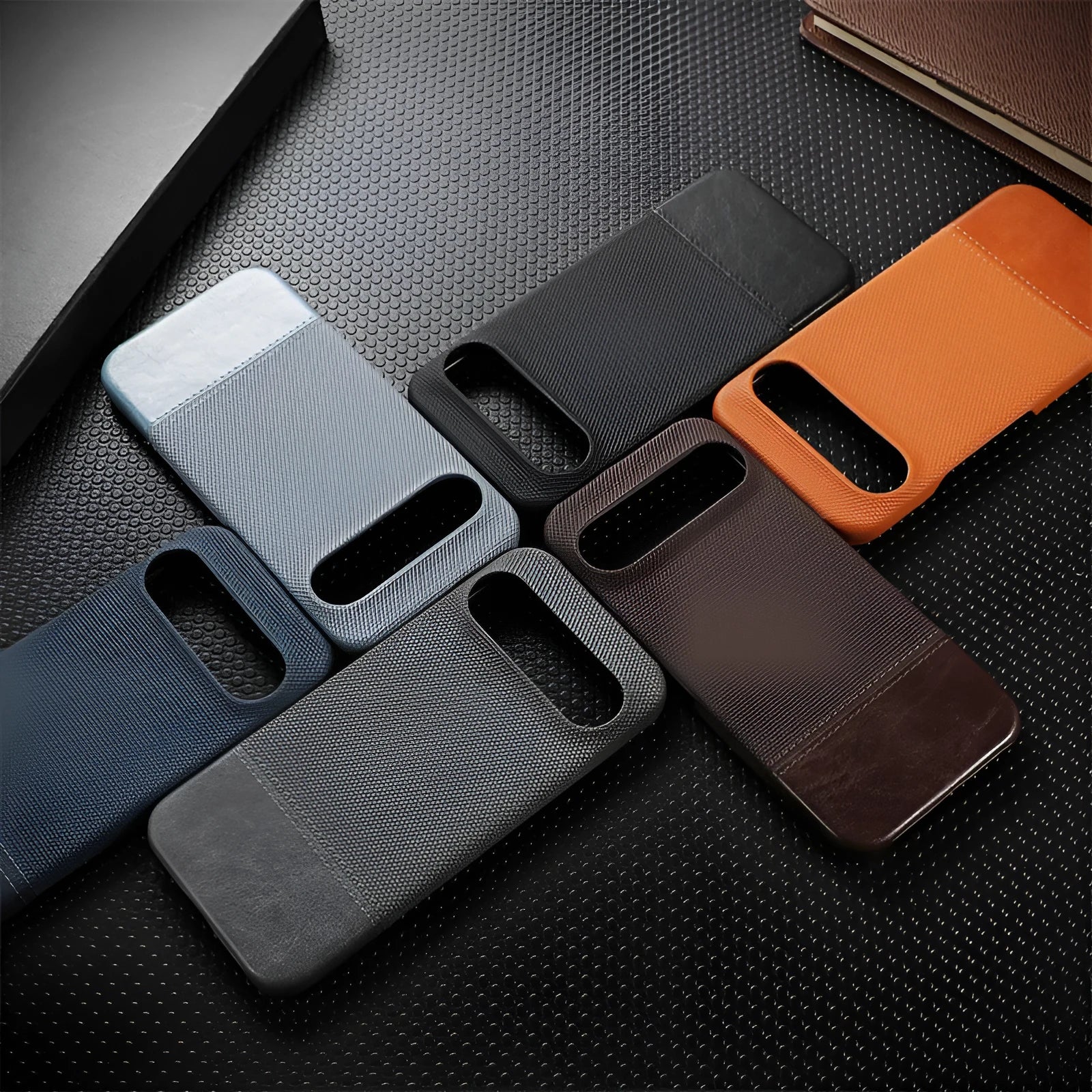 Black lambskin anti-fall phone case with plaid pattern for Google Pixel 8 Pro
