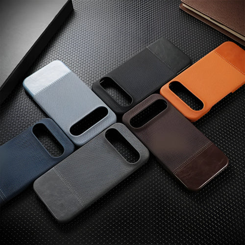 Black lambskin anti-fall phone case with plaid pattern for Google Pixel 8 Pro