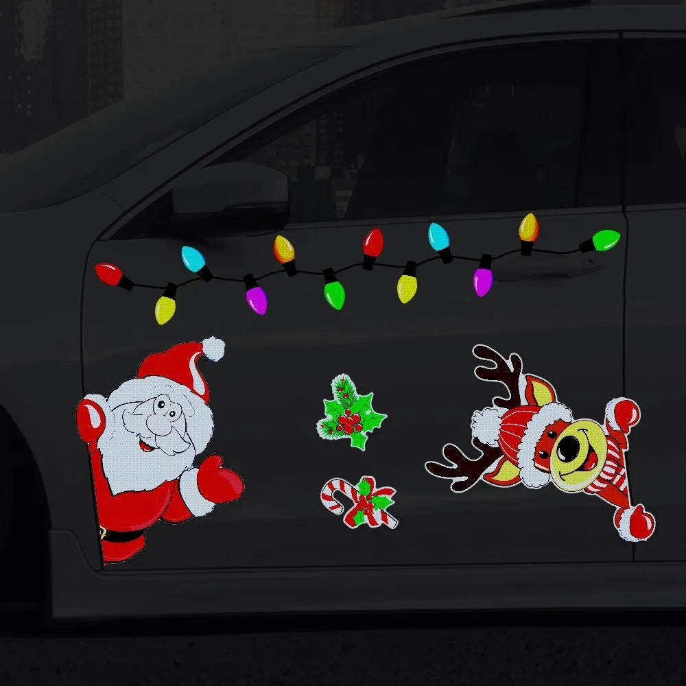 Christmas elk reflective magnetic sticker with cartoon design in RFM026 colour