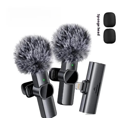 Wireless neckline clip microphone with foam sponge head for interviews and live streaming