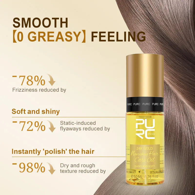 Yellow 50ml bottle of hair essential oil for curly hair repair and split end treatment.