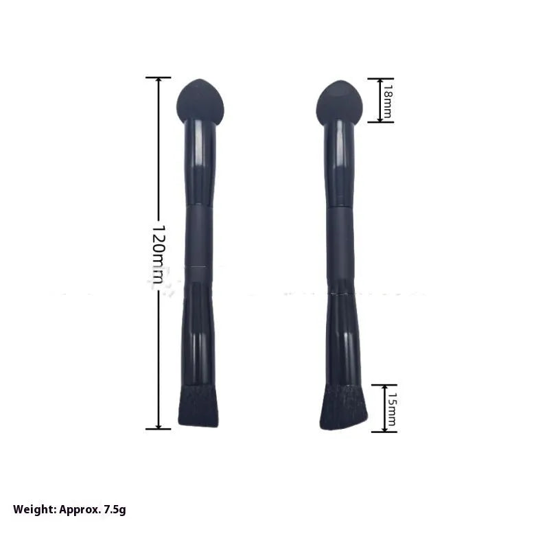 Black wooden handle concealer brush with sponge tip for dark circles