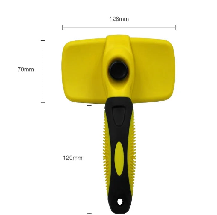 Pet self-cleaning slicker brush with stainless steel needles and TPR handle, green colour