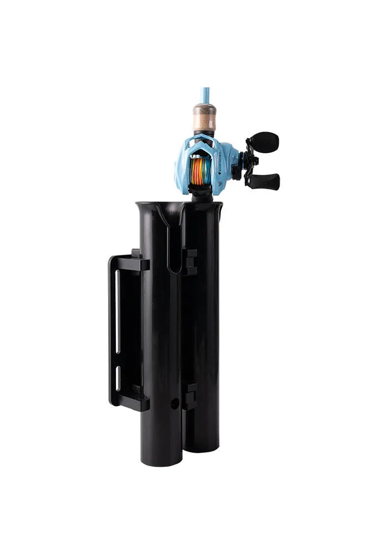 Carbon fibre fishing rod rack with pipe clamp for motorcycle and bicycle attachment