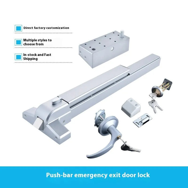 Stainless steel fireproof door push lock with external handle for 65cm single door