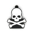 Skull-shaped USB flash drive on a small chain with PVC shell and USB 3.0 connector.