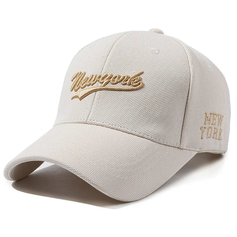 Hard crown baseball cap with embroidered letters in cotton, adjustable size, breathable sunshade