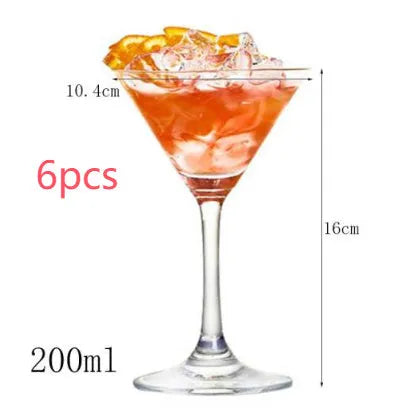 Transparent lead-free glass cocktail glass with seamless flat base and satin-board wall design
