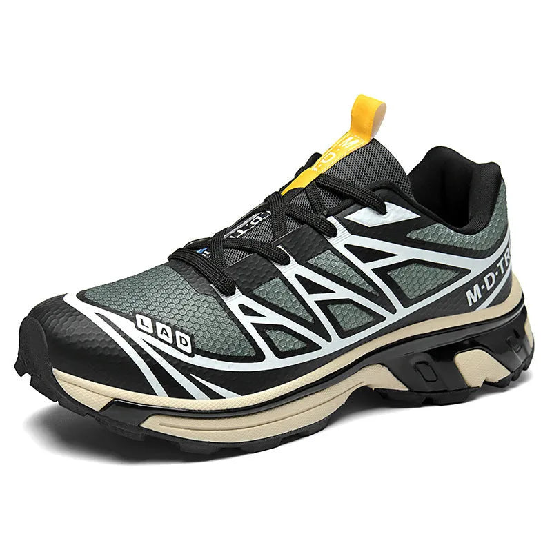 Low-top hiking shoes with artificial leather upper, mesh lining, and rubber sole in multiple colour options