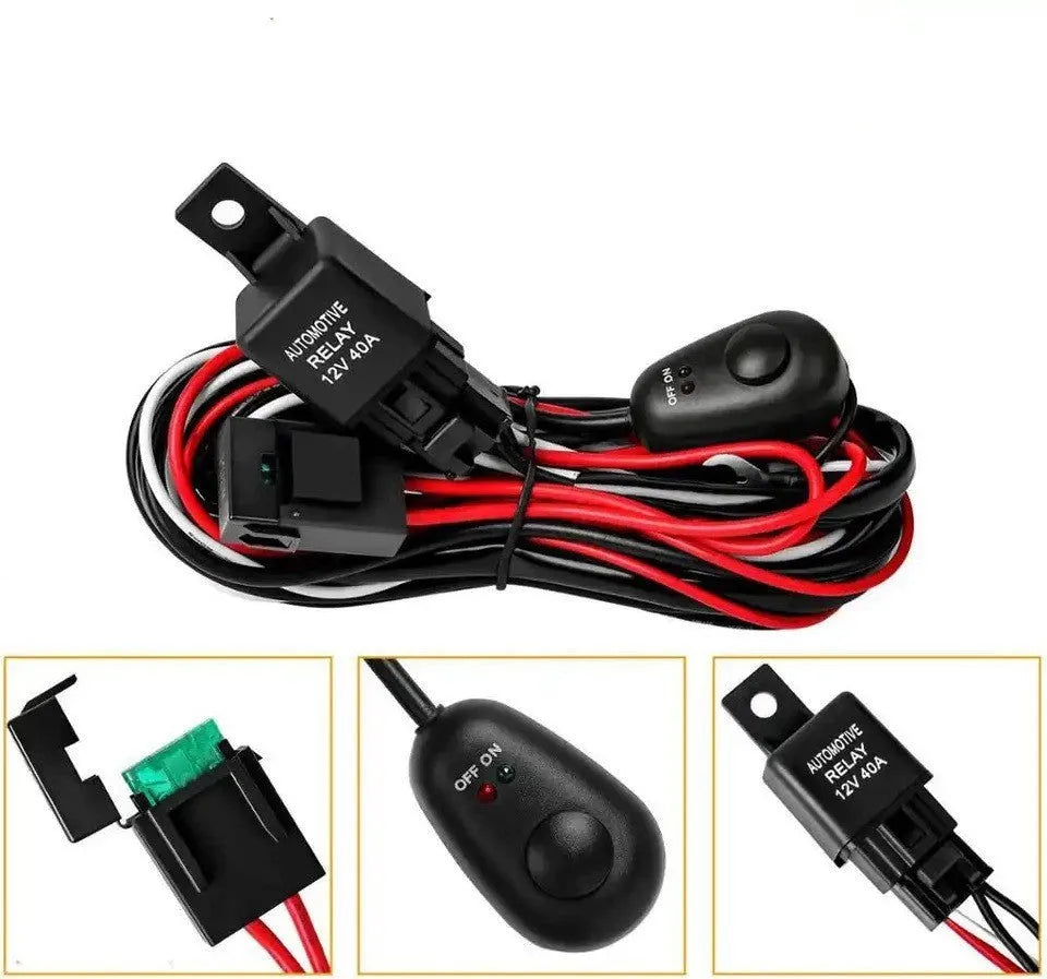 LED work light wiring harness with 2 metre silicone cable and double-headed reverse connectors