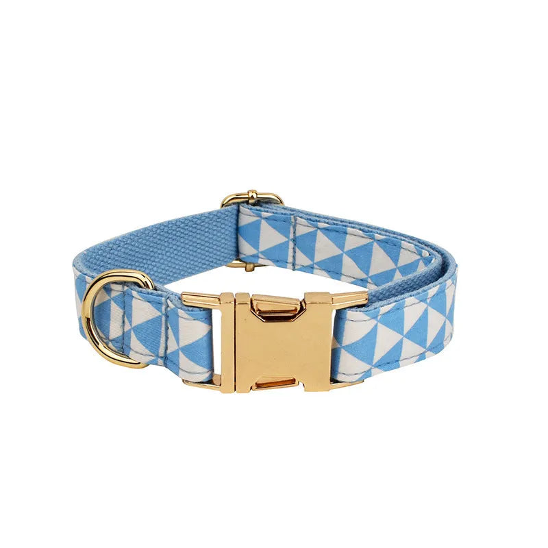 Blue cloth dog bow tie vest outfit set with collar, leash, bow and vest for small dogs