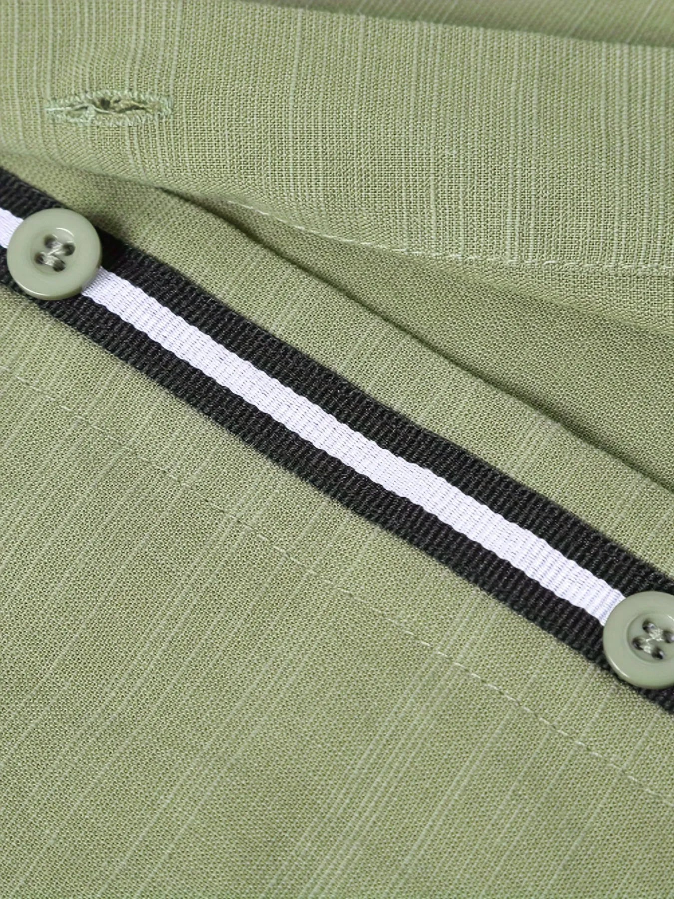 Light green linen men's casual shirt with lapel collar and long sleeves, front view