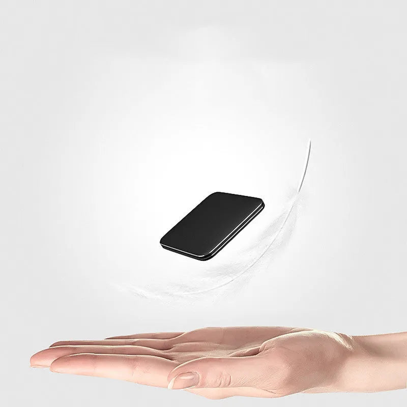 Universal metal alloy power bank with multi-U port output, 80x80x13mm, in black