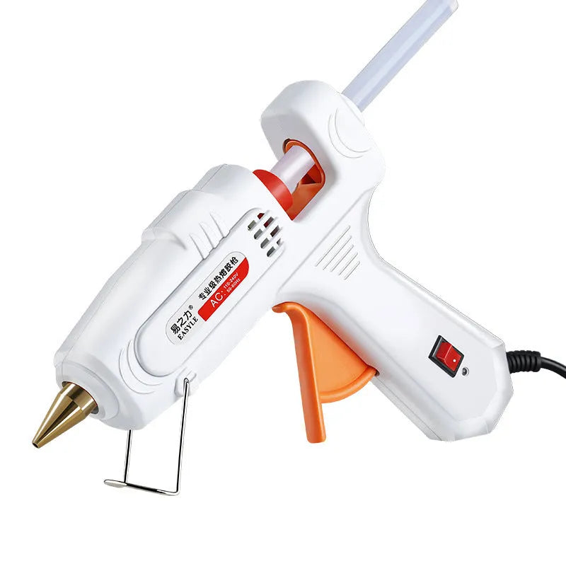Electric hot melt glue gun with anti-heat blanket and metal bracket, 50W White
