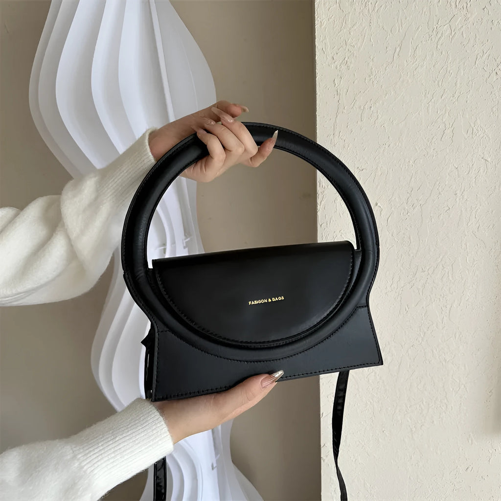 PU leather shoulder messenger bag with sandwich pockets and decorative stitching in five colour options