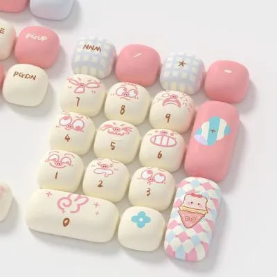 Full set of sublimation printed cartoon pig party theme keycaps for mechanical keyboard
