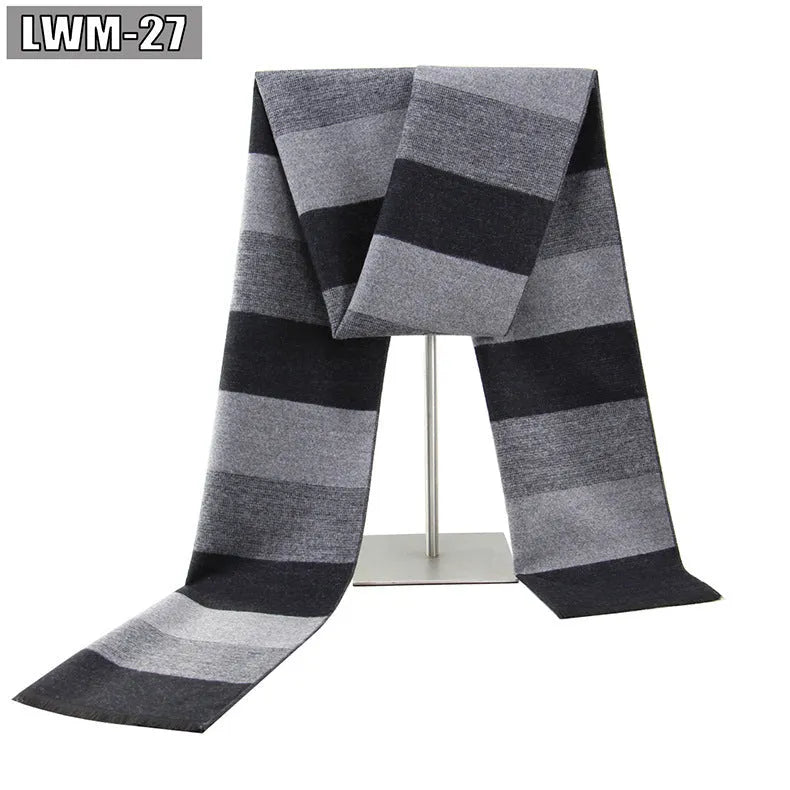 Men's plaid imitation cashmere scarf with tassels, over 175cm long, in a business style