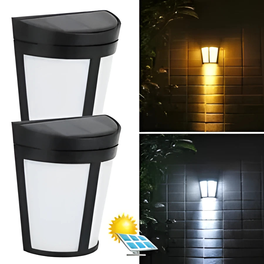 Solar wall lamp with six LED lights and smart sensor for outdoor garden or courtyard illumination