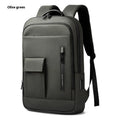 Men's Oxford cloth backpack with sewing line detail in dark grey colour