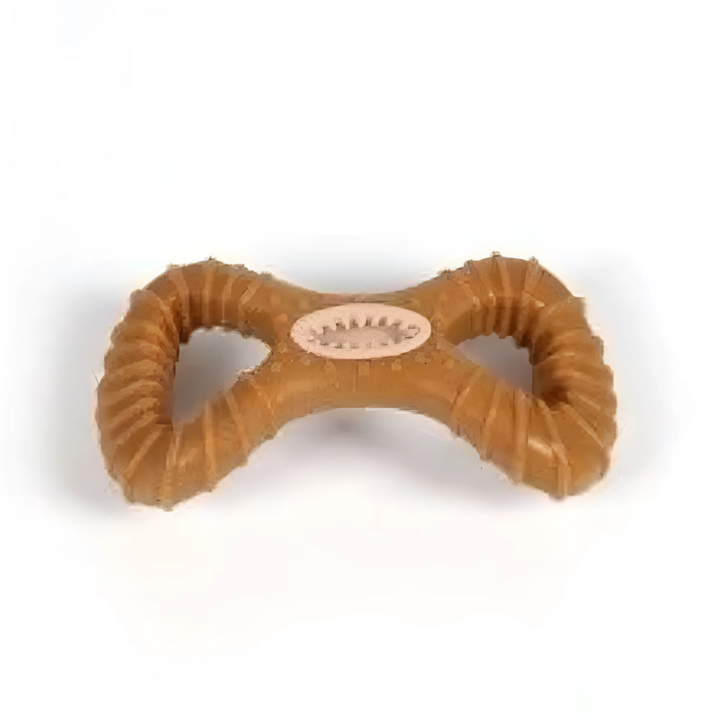 Dog chew toy bone in 8-shape and Y-shape designs with textured dental cleaning surfaces