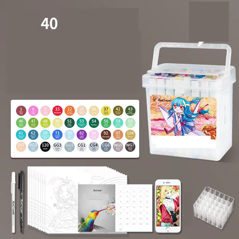 Watercolour pen set for children with 24 colours in a pencil bag, flower design
