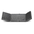 Three folding wireless Bluetooth keyboard with touch pad in black, 30.4 cm wide, folded position