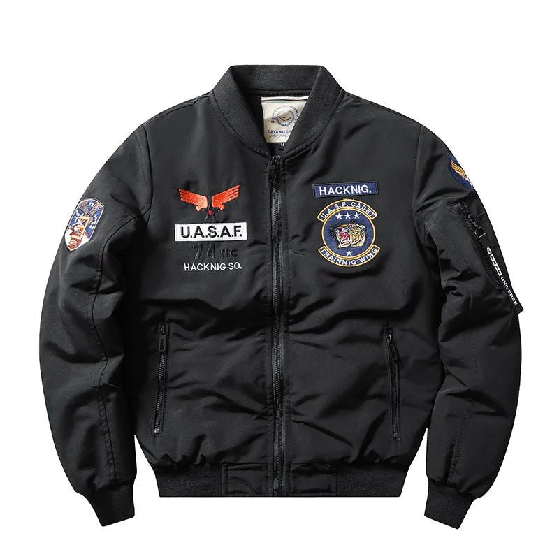 Men's slim-fit stand collar retro cotton-padded coat with embroidery in multiple colour options