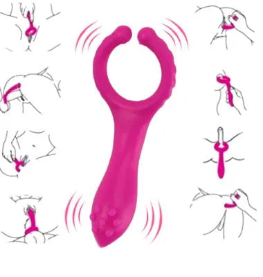 Seismic Clip silicone vibration clip in rose red colour, 103mm total length