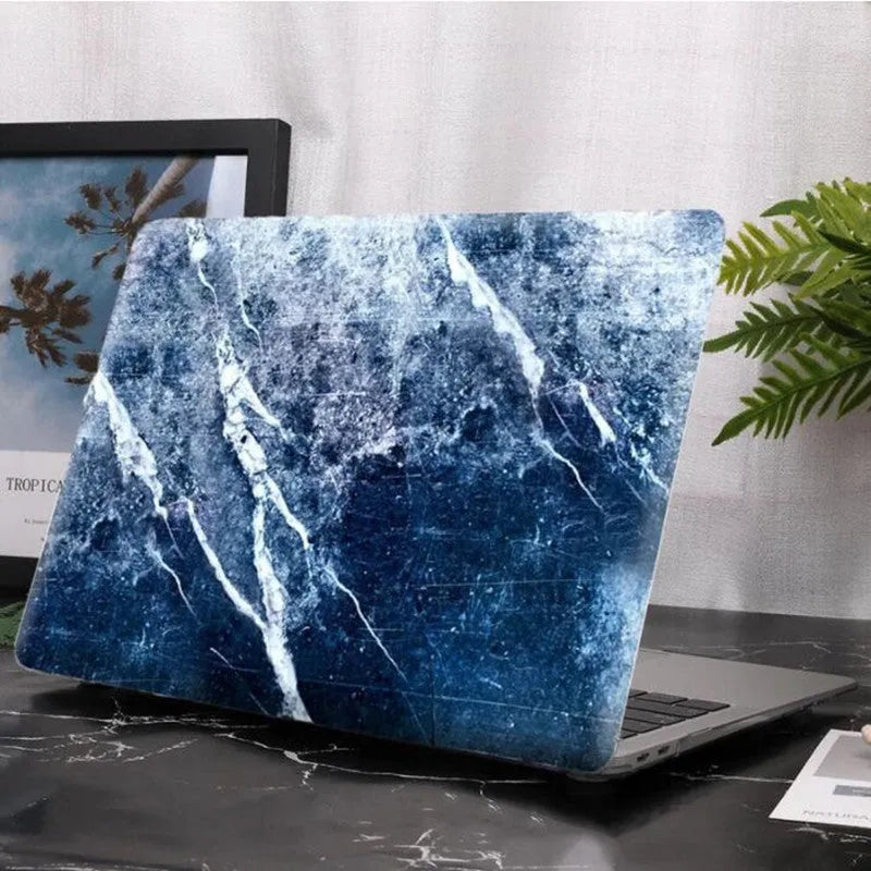 Marble-pattern PC hard shell case for MacBook Air and MacBook Pro with precision cutouts