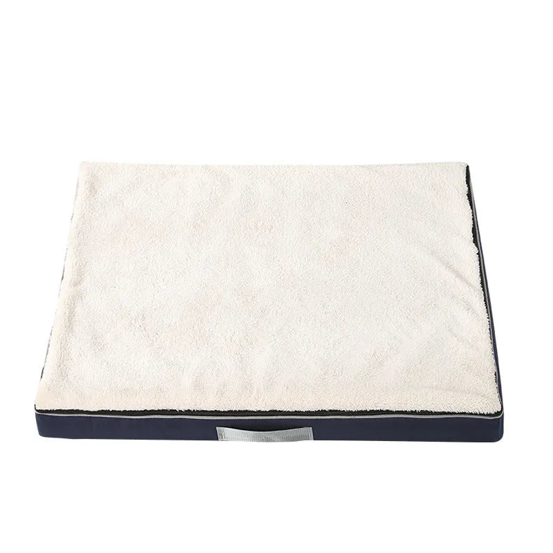 Removable washable memory sponge dog mat in brown, shown with a detached cover for cleaning.