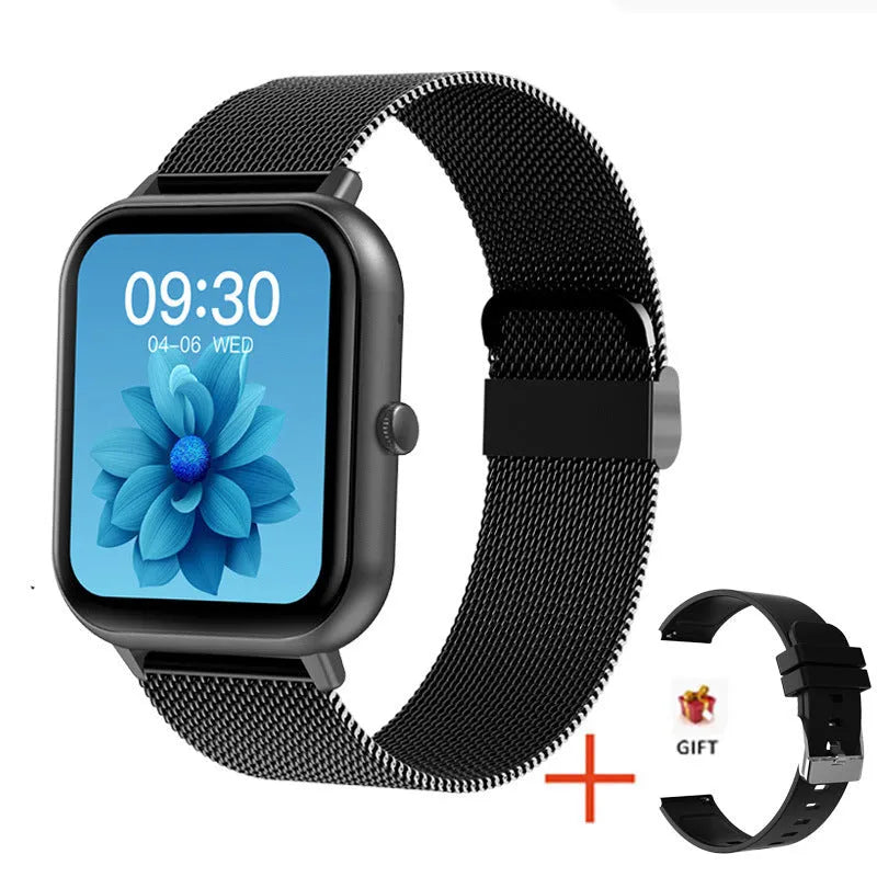ZL54C smart watch in black, pink, or silver with AMOLED screen displaying health metrics.