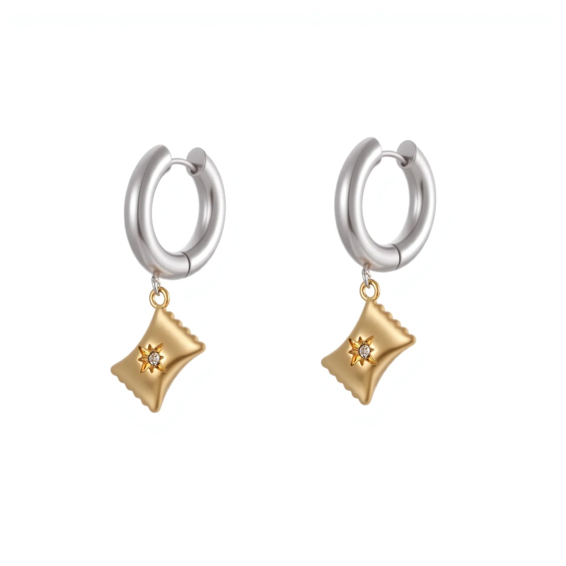 Christmas tree heart earrings in stainless steel with 18K gold electroplating and holiday designs