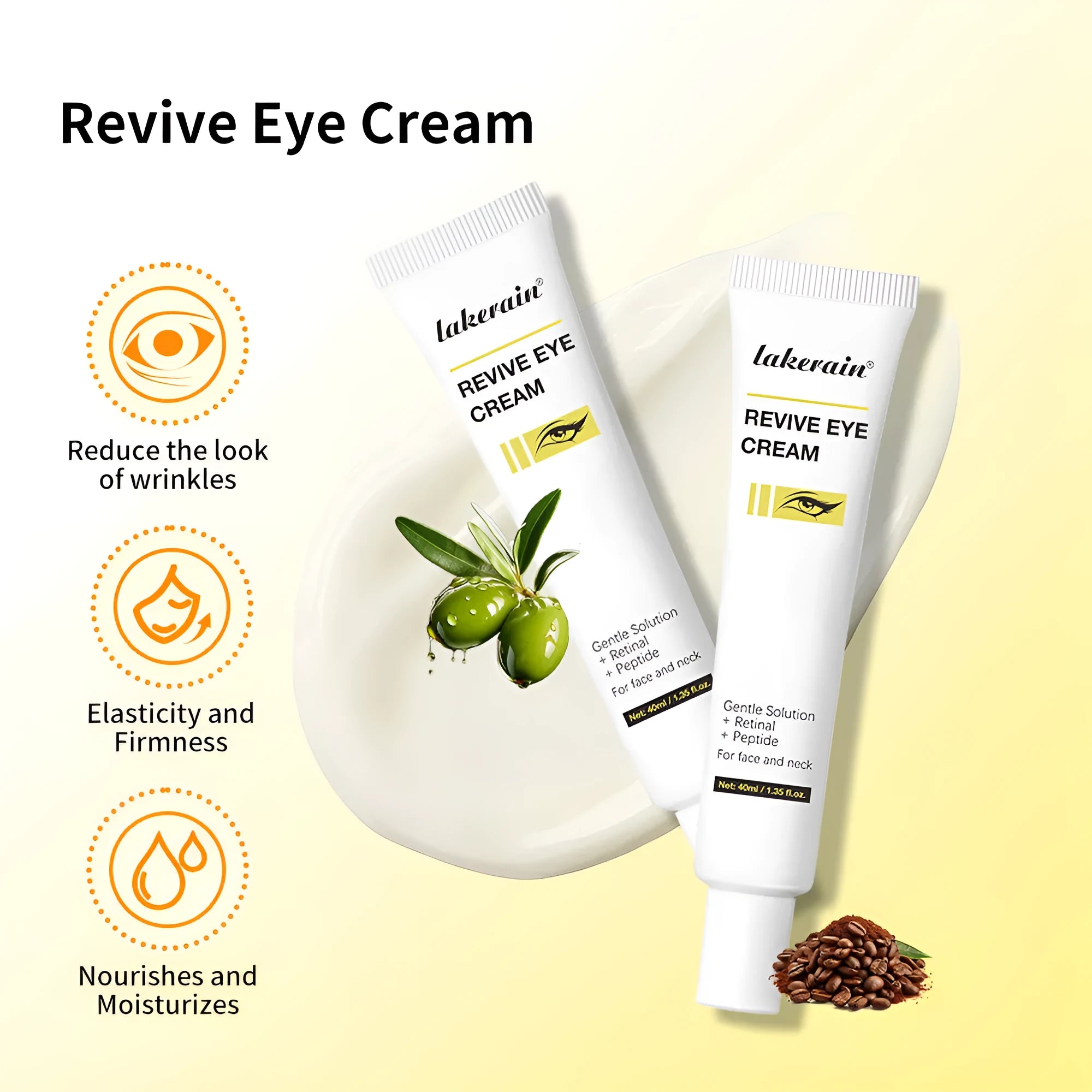40ml retinol eye cream container for dark circles and fine lines treatment