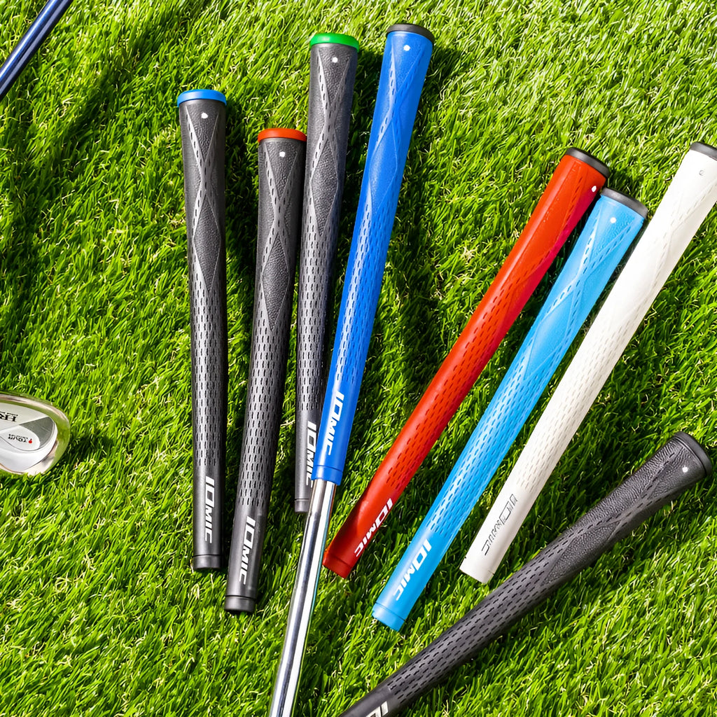 TPE golf club replacement grip in multiple colours including pink, red, blue, white, and two-tone options.