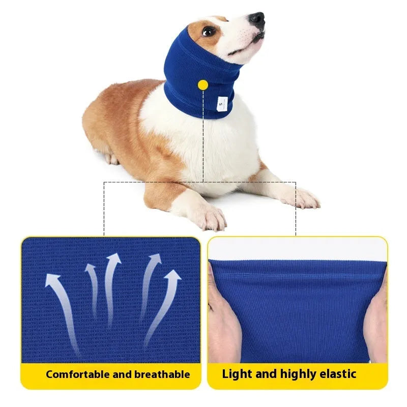 Blue polyester dog headband scarf showing casual style design for pet comfort