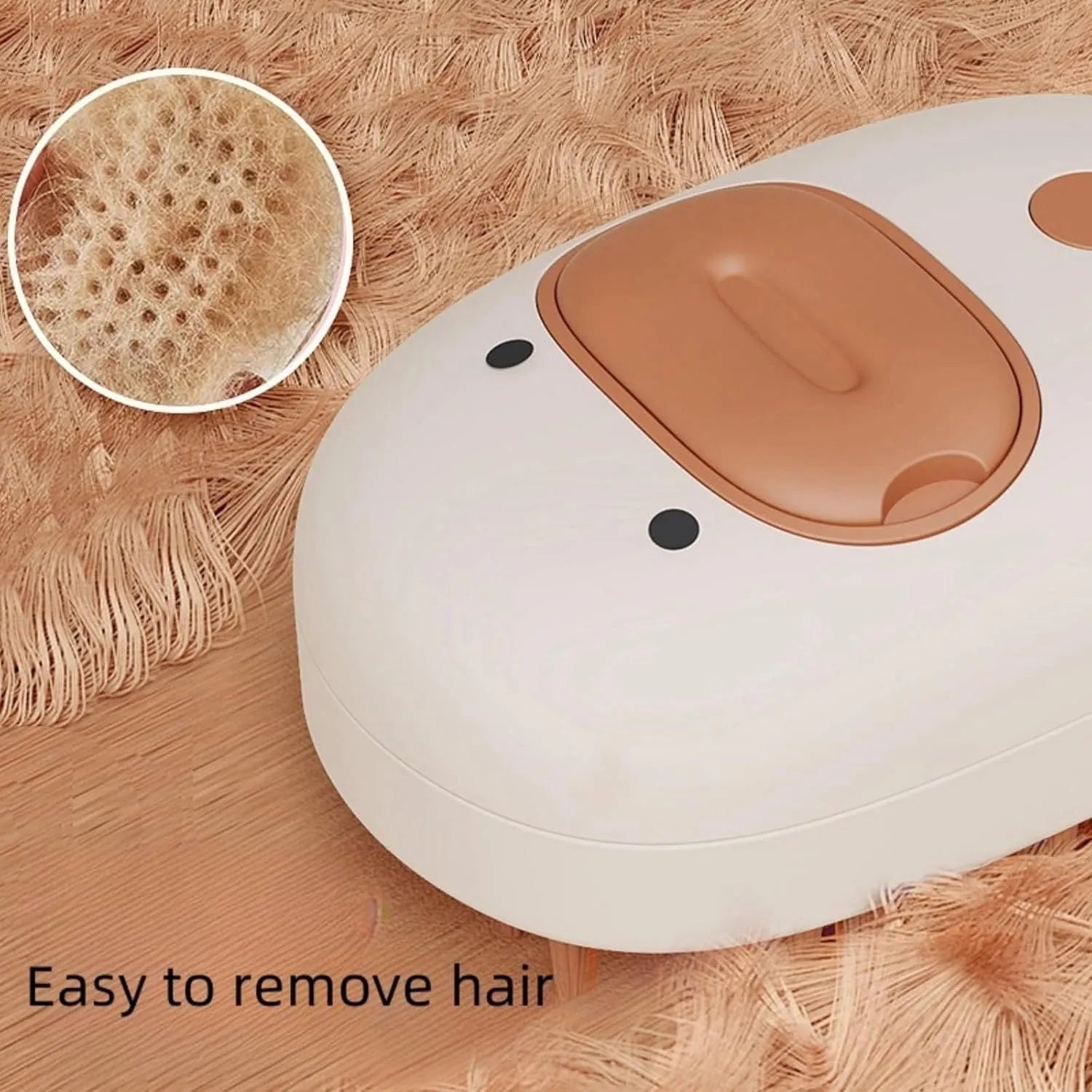 White rechargeable pet steam brush with silicone comb teeth for grooming dogs and cats.