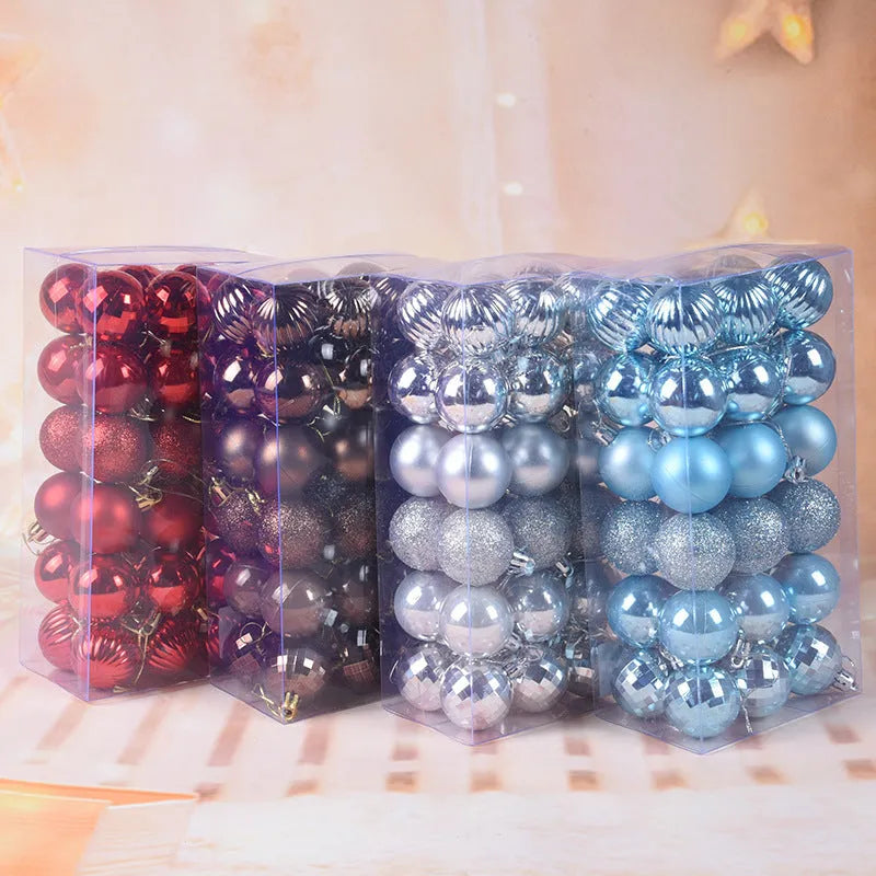 36 assorted Christmas balls in a whole box, each 4cm diameter, multicolour