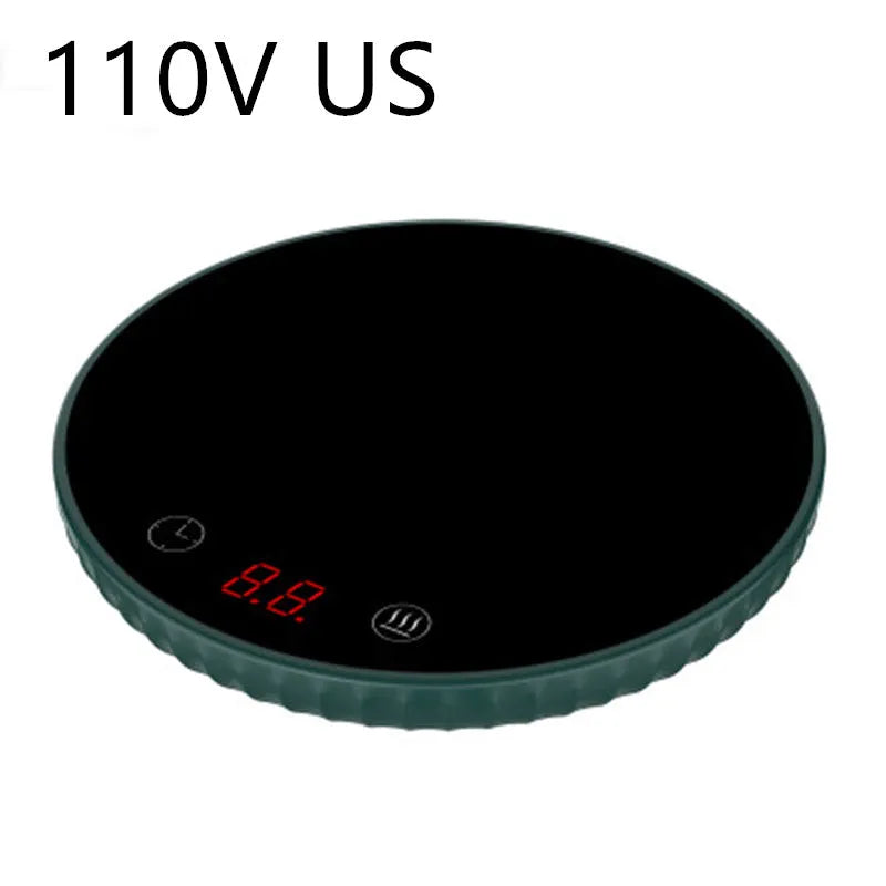 Electric cup warmer 115mm diameter black ABS and glass panel with digital display and touch switch