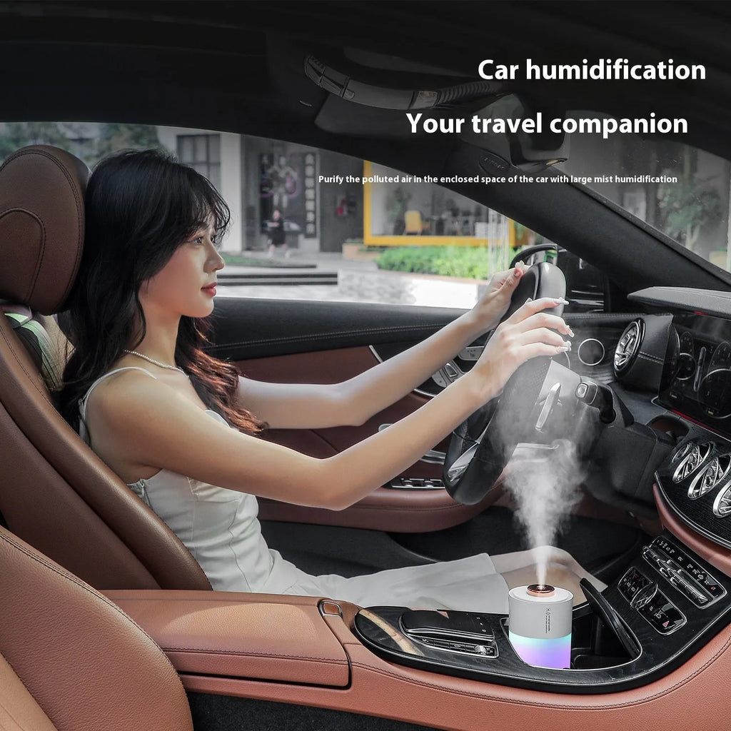 Homehold colourful plastic humidifier column shape 7.5x7.5x14.8cm USB charging low noise white or pink