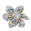 Floral pattern dog collar set with leash, vest, bow, and poop bag holder in five coordinated pieces
