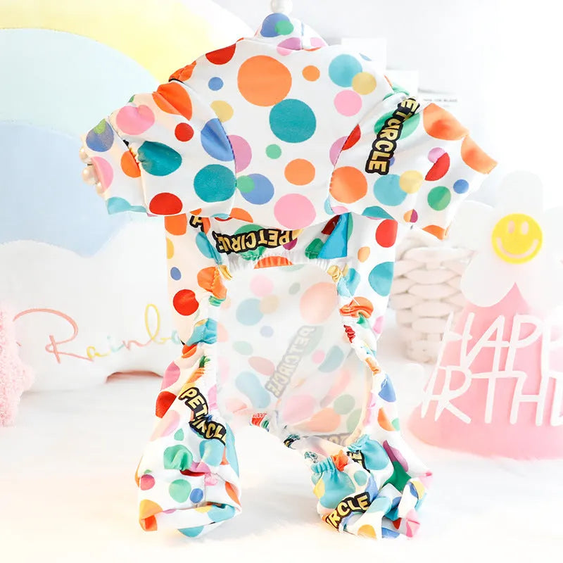 Cotton pet dog undershirt autumn winter princess style Colourful Bubble pattern