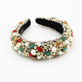 Gold-plated baroque headband with plaid bow and European American styling, gold colour