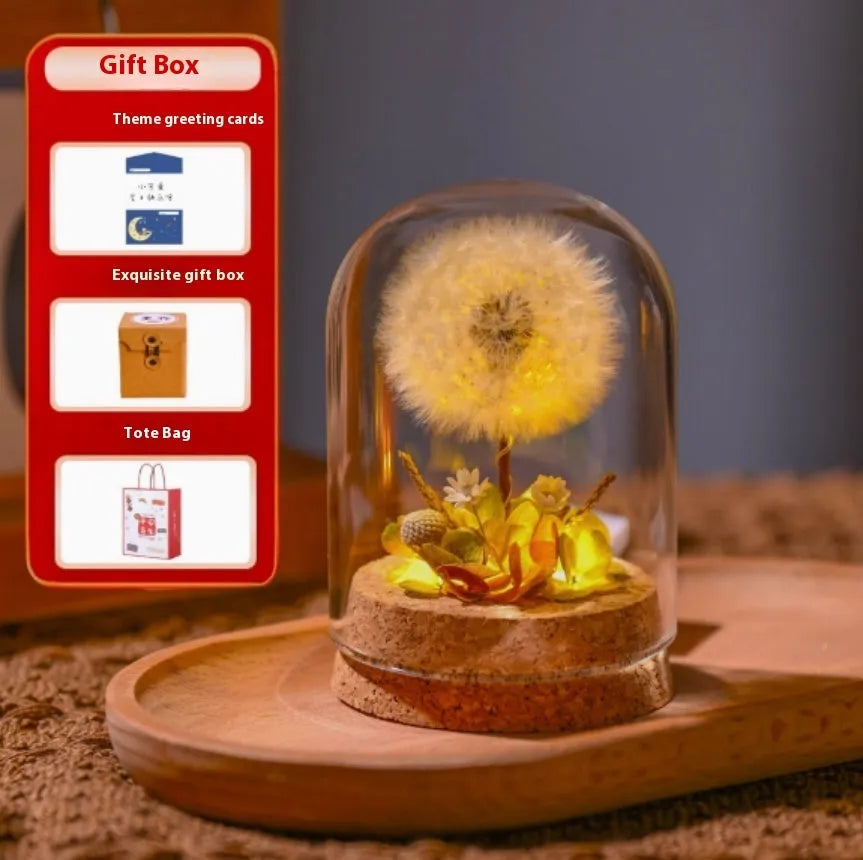 Glass dandelion-shaped night light ornament with colour gradient options