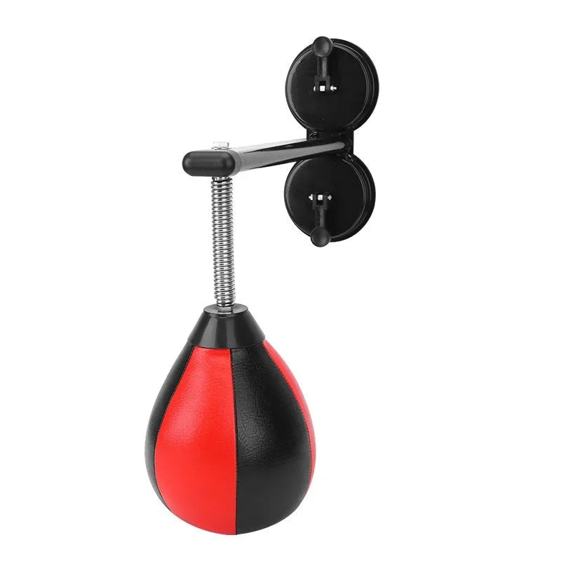 Inflatable pear-shaped boxing speed ball with double suction cup mounting system for home training
