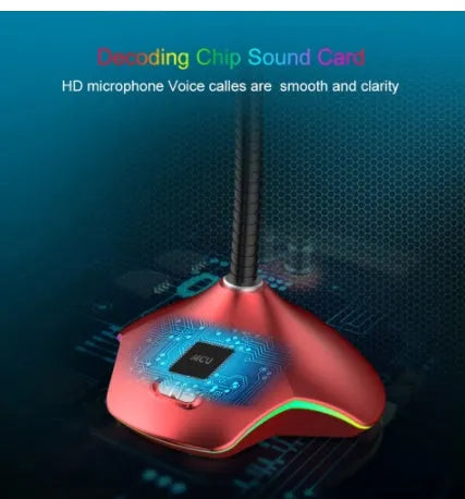 Black wired capacitance microphone with foldable desk stand and foam windscreen for PC connection