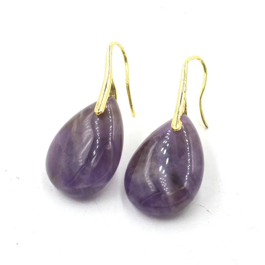 Genuine crystal geometric water drop earrings with electroplated metallic finish